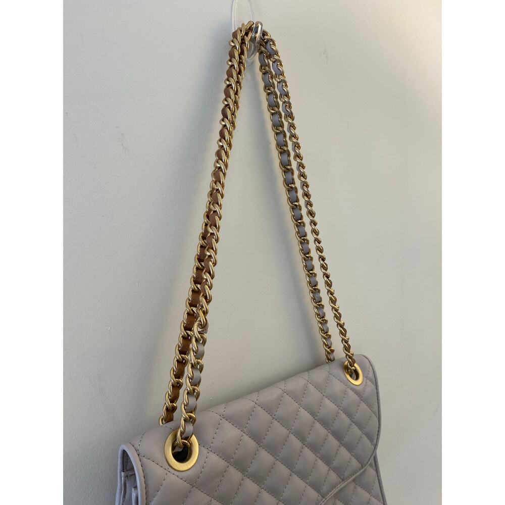 Rebecca Minkoff Crossbody Purse Bag Gray Beige Velvet Chain Quilted Affair Work - Picture 4 of 12